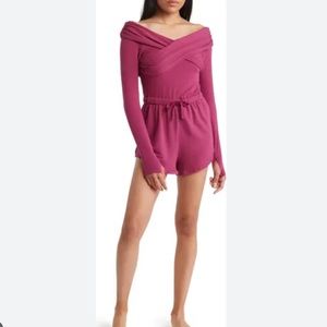 Free People Fp Movement Love Spell Knit Romper Size M Athleisure In Aubergine